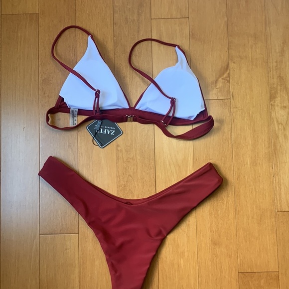 Zaful High Waisted Triangle  2 Pc. Burgandy Bikini size 8 NEW - Picture 10 of 13